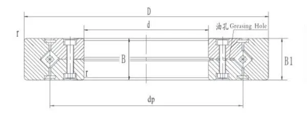 RE系列交叉滾子軸承剖面圖