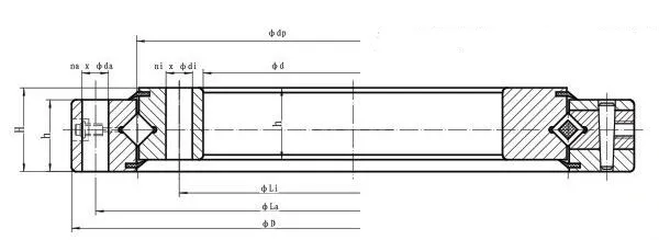 XU系列交叉滾子軸承剖面圖